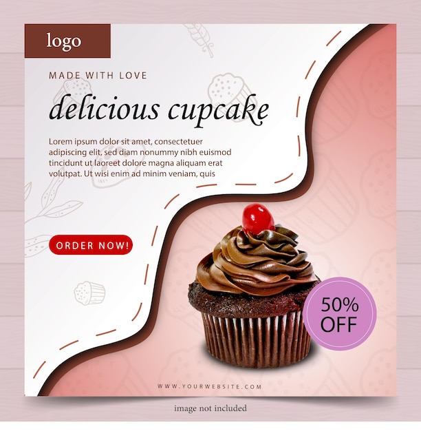 cupcake banner- post for social media-big sale- chocolate- template