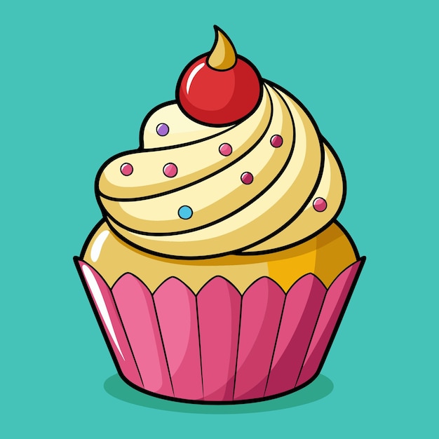 Cupcake clipart cartoon style vector illustration