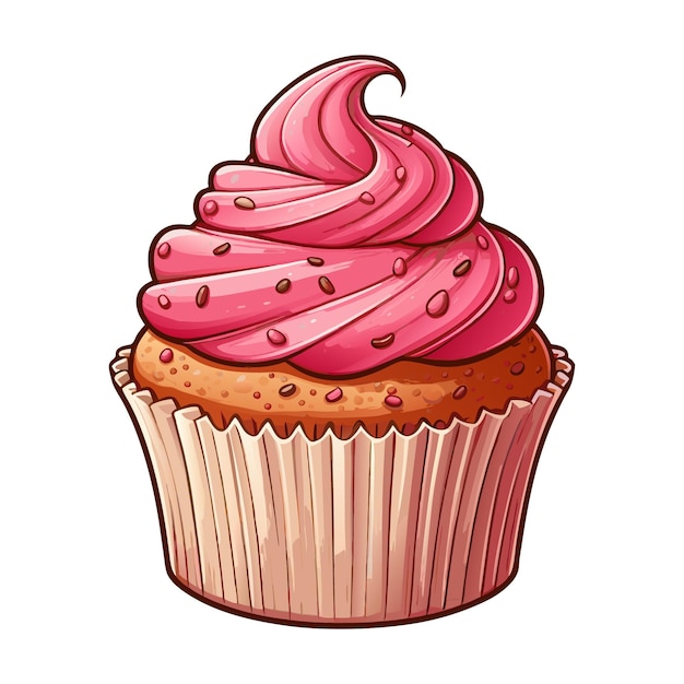 Vector cupcake clipart vector illustration on white background