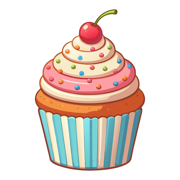 Vector cupcake clipart vector illustration on white background