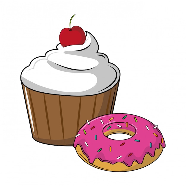 Cupcake and donut