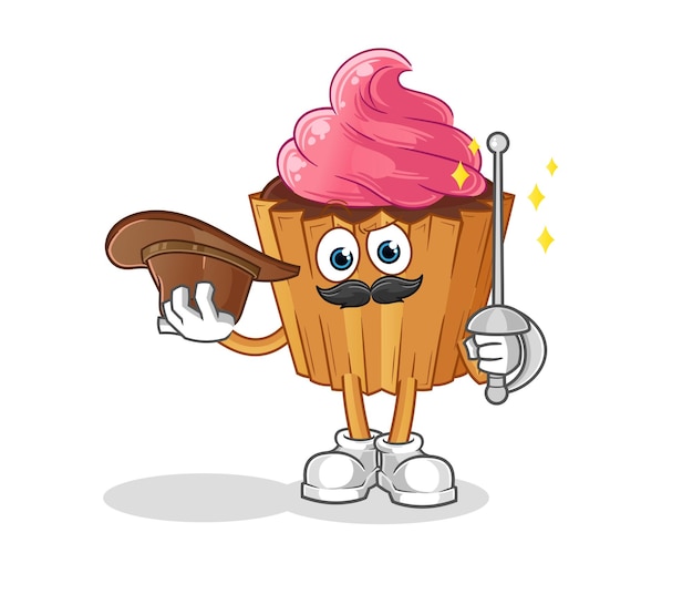 Cupcake fencer character cartoon mascot vector