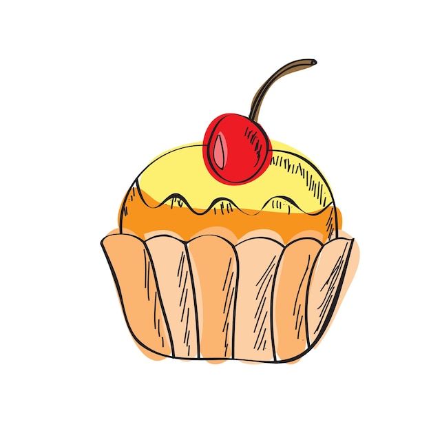 Cupcake hand drawn vector doodle illustration Cartoon cake