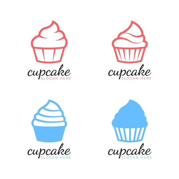 Cupcake logo collection with simple style for bakery label