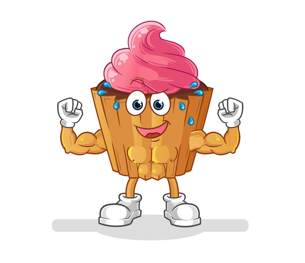 Cupcake muscular cartoon cartoon mascot vector