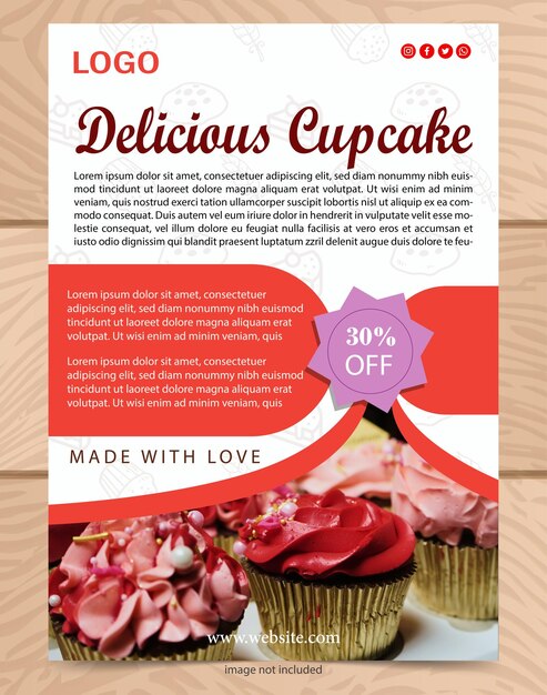 Vector cupcake shop poster banner simple design for digital marketing