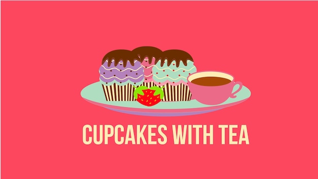 Cupcake tea vector