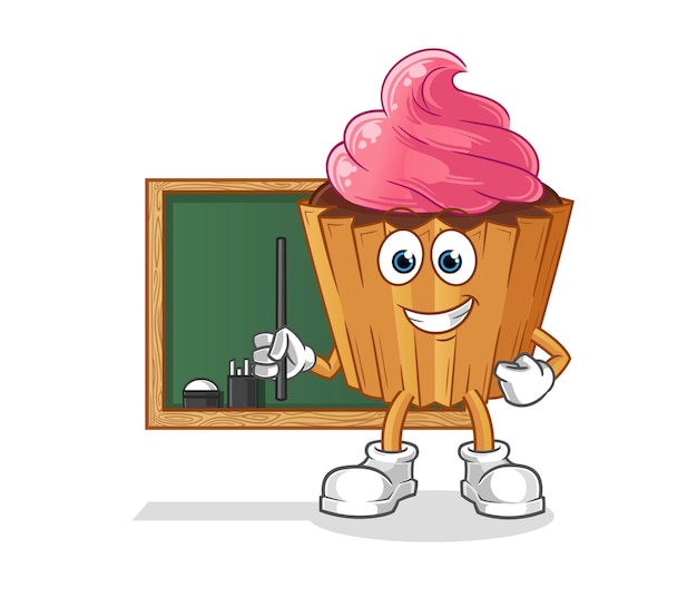 Cupcake teacher vector cartoon character