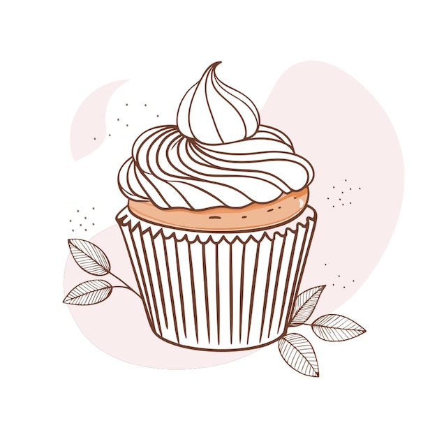 Vector cupcake vector illustration line circuit