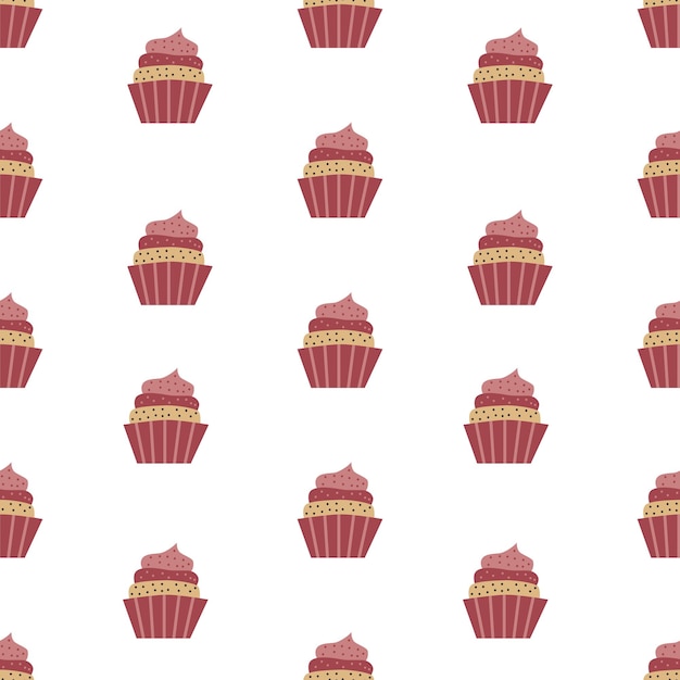 Cupcake vector pattern Hand drawn cartoon background design concept used for printing gift wrapping baby clothing textile vector illustration