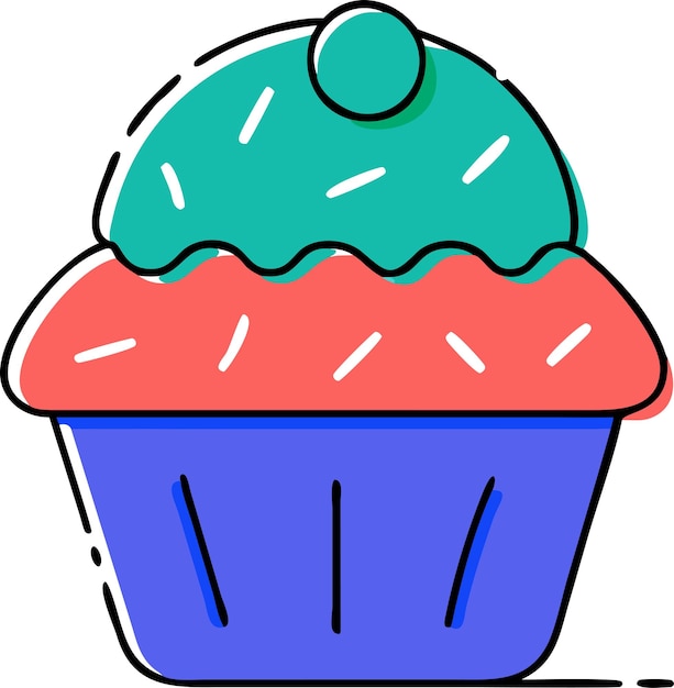 a cupcake with a blue and green frosting with a blue and red cupcake on it