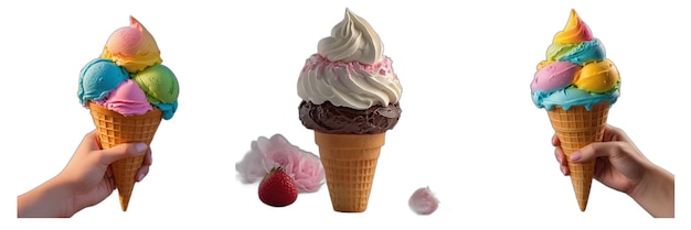 a cupcake with pink and blue icing and a pink ice cream cone