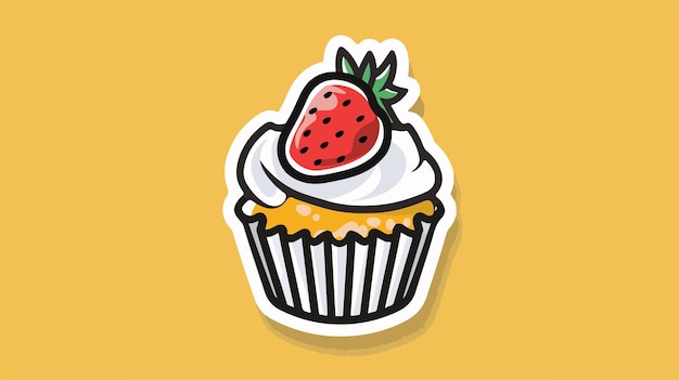 Vector a cupcake with a strawberry on the top