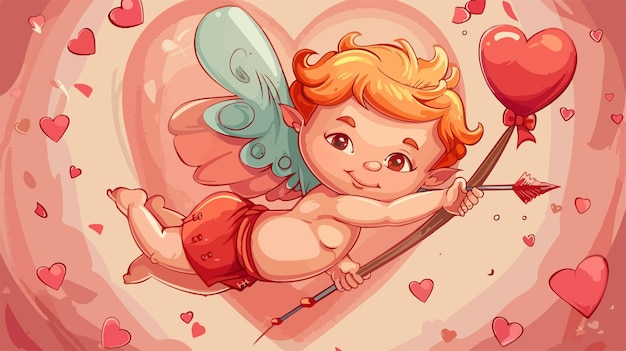 a cupid with a bow and arrow pointing to the right