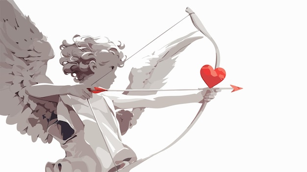 Cupid with Bow and Arrow on White Background