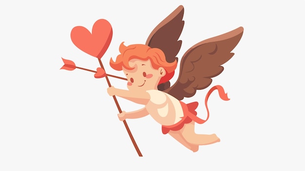 Vector cupid with hearts flat vector isolated on white background