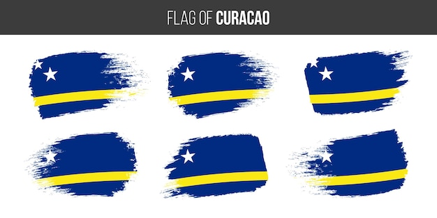 Curacao flags Brush stroke grunge vector illustration flag of curacao isolated on white