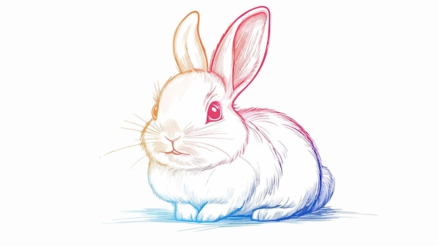 Curious Bunny Car Warm Gradient Line Drawing