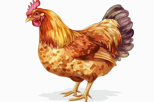 Curious Chicken Illustration Single Clipart Isolated