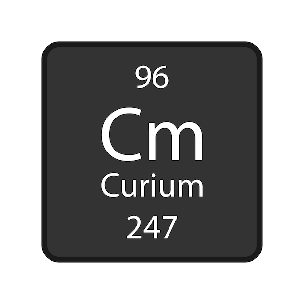 Curium symbol Chemical element of the periodic table Vector illustration