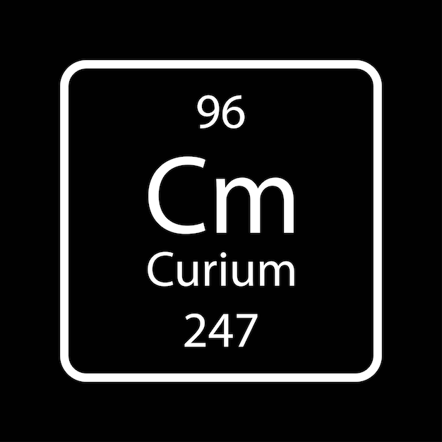 Curium symbol Chemical element of the periodic table Vector illustration