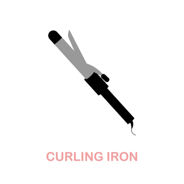 Curling Iron flat icon Colored element sign from beauty salon collection Flat Curling Iron icon sign for web design infographics and more