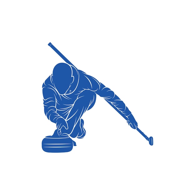 Curling player logo design vector Icon Symbol Template Illustration