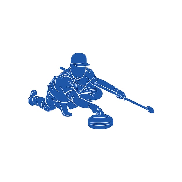 Curling player logo design vector Icon Symbol Template Illustration