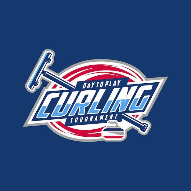 curling sports Logo Template Design