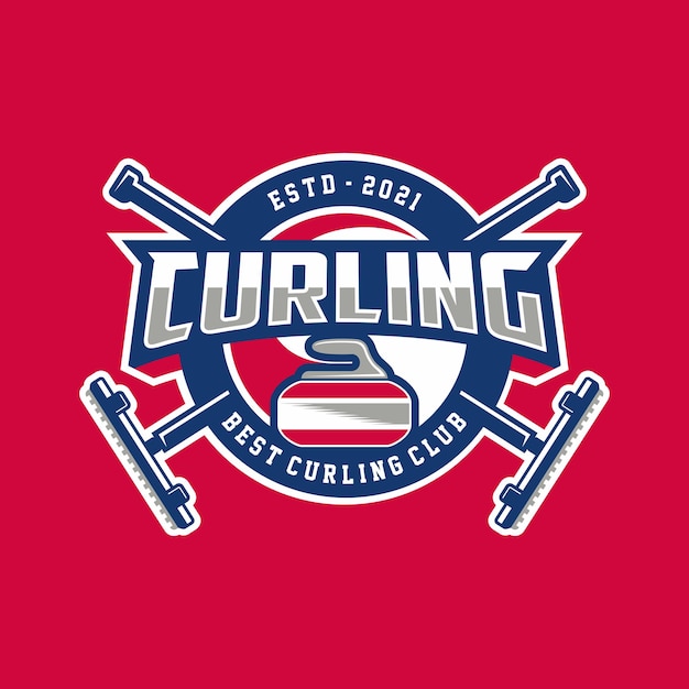 curling sports Logo Template Design