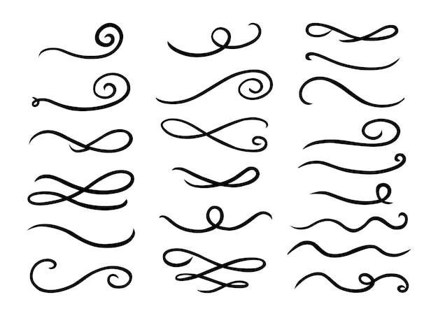 Vector curly swishes swashes swoops hand drawn collection calligraphy swirl highlight text elements