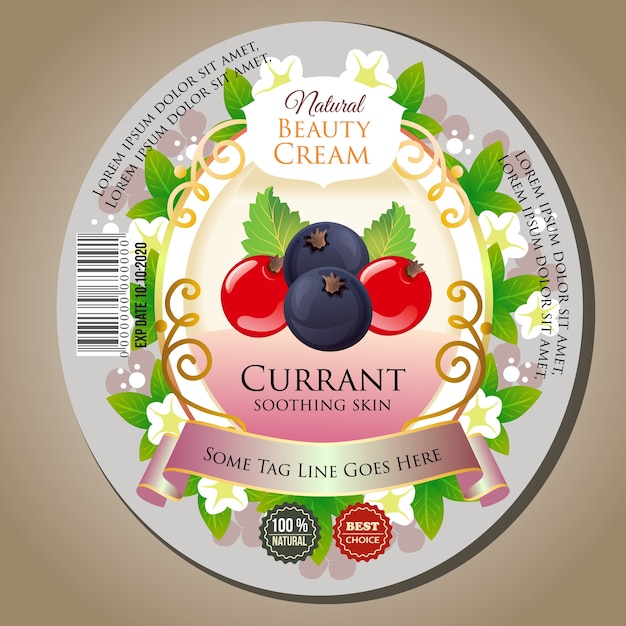 currant beauty mask label sticker