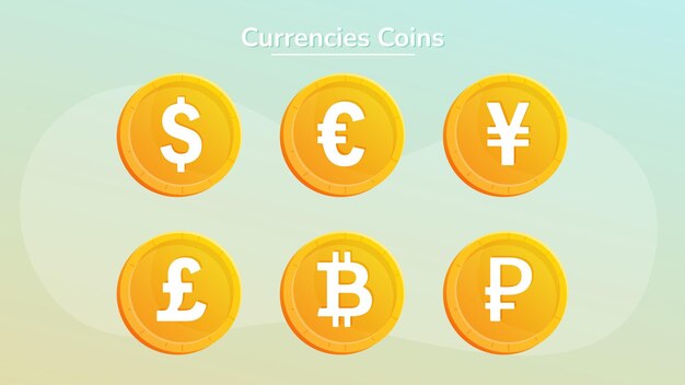 Currencies Coins Set Illustration