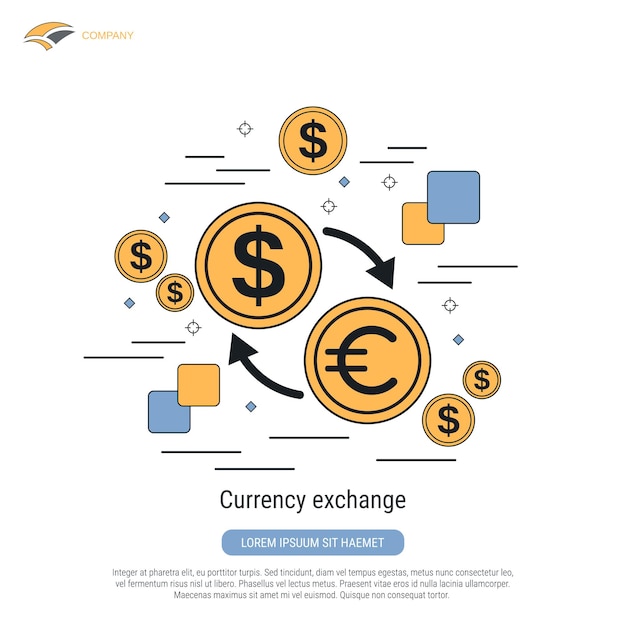 Currency exchange flat contour style vector concept