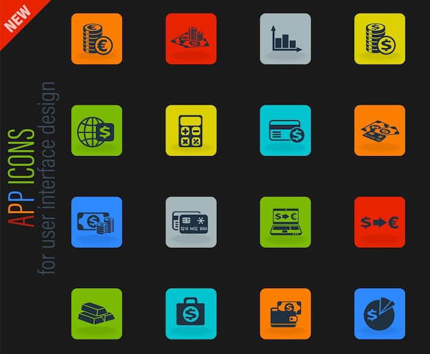 Currency exchange icon set