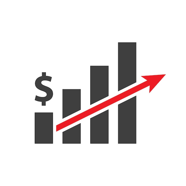 currency increase with red arrow and chart up