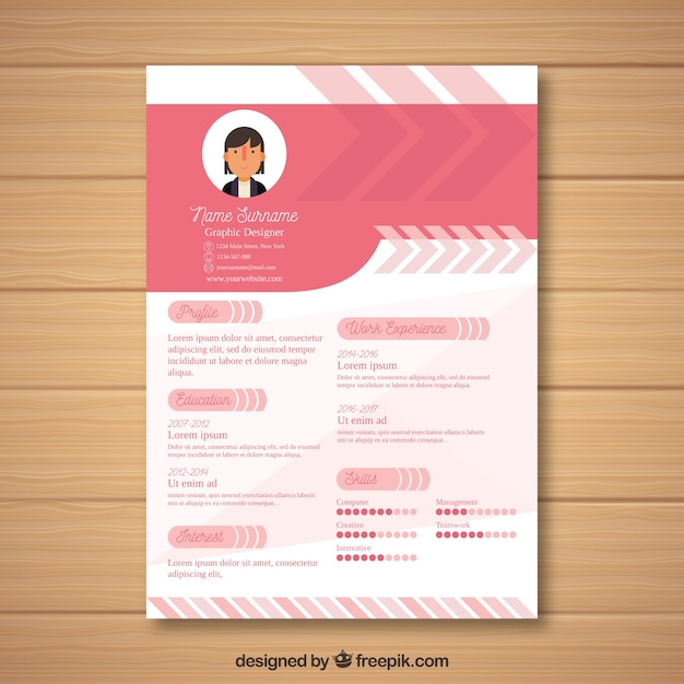 Curriculum template with flat design