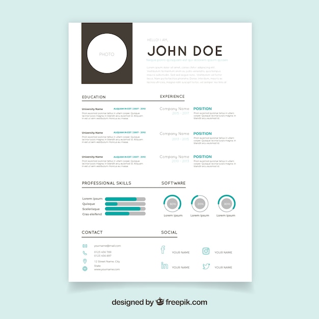 Curriculum template with flat design