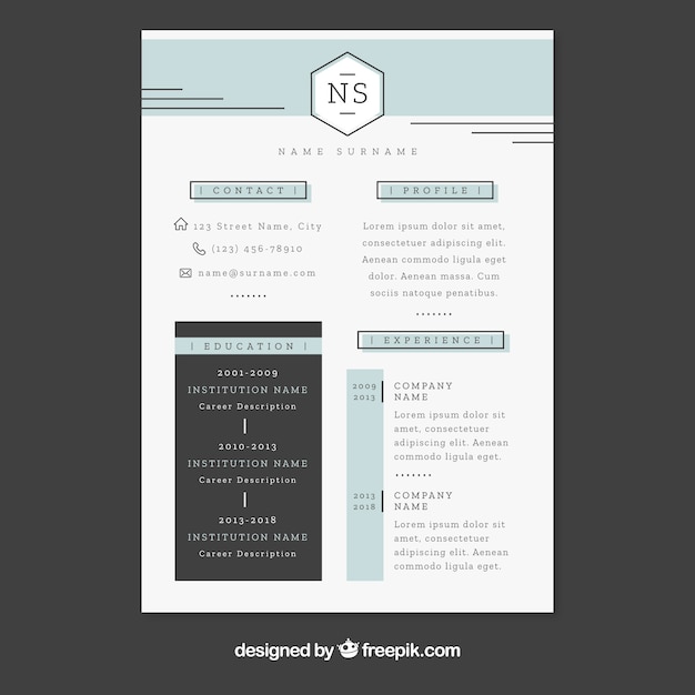 Curriculum template with flat design