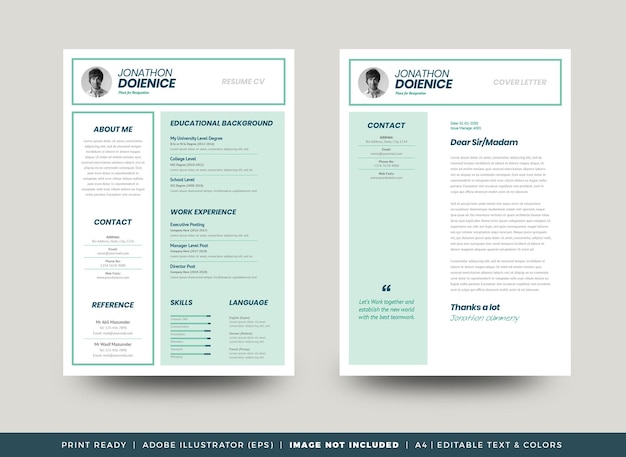 Curriculum vitae CV Resume Template Design or Personal Details for Job Application