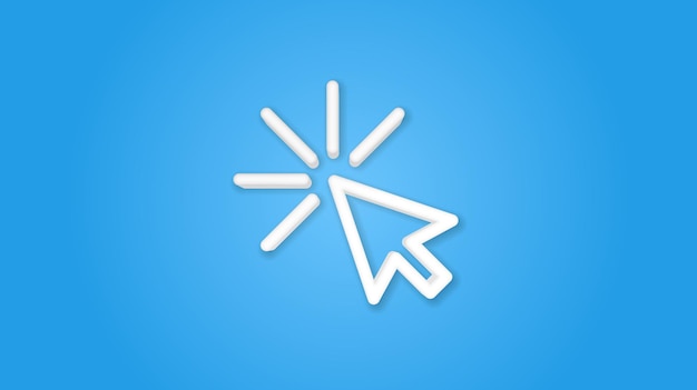 Cursor arrow, click 3d realistic line icon. vector illustration