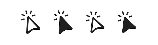 Cursor arrow icon set Click mouse wed button symbol in vector flat