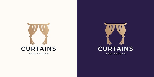 Curtain fabric logo design template inspiration curtains gold color circus logo