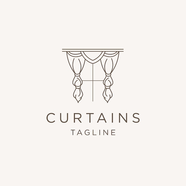 Curtain logo design template flat vector illustration