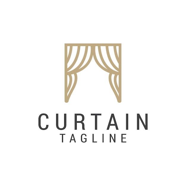 Curtain logo icon design template flat vector Premium Vector