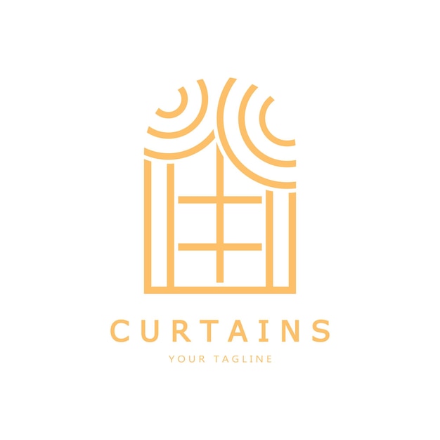 curtain logo illustration templatefor Theater homehotel and apartmentfurniturebadge