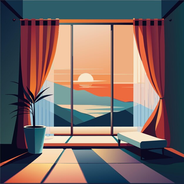 Vector curtains flat simple style vector illustration flat 2