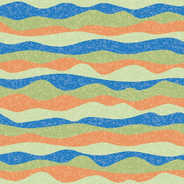 Curve multicolor wave stripes flow vector seamless pattern