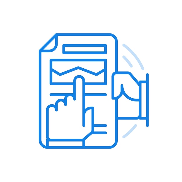 Curve statistics data vector line icon checking and analyzing successful information report