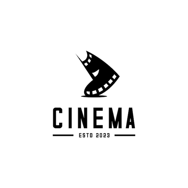 curved cinema reel logo vector on white background